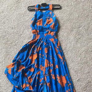Beautiful NWT Blue/Orange Floor length dress
